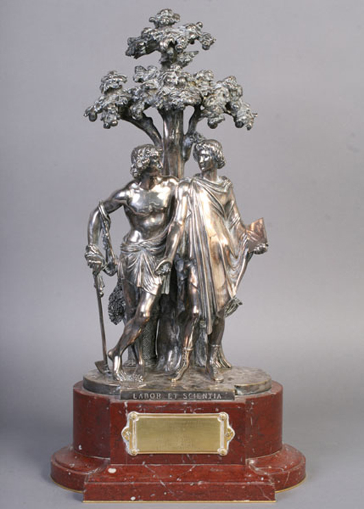 Signed Cristofle silver-on-bronze figural group, Kamelot Auctions image.